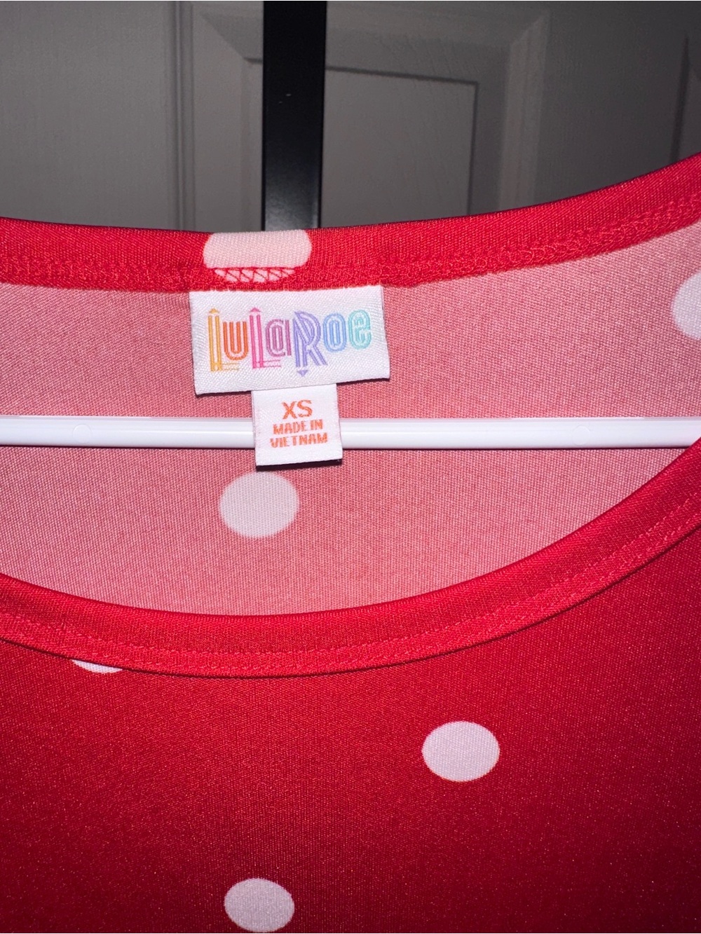 LuLaRoe Red Midi Dress with White Polka Dots - Picture 2 of 2